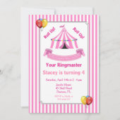 Ga omhoog! Ga omhoog! Circus Birthday Party roze Kaart (Voorkant)