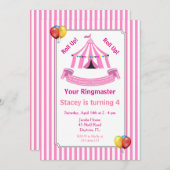 Ga omhoog! Ga omhoog! Circus Birthday Party roze Kaart (Voorkant / Achterkant)