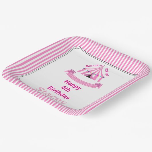 Ga omhoog! Ga omhoog! Circus Birthday Party roze Papieren Bordje (Gebogen)