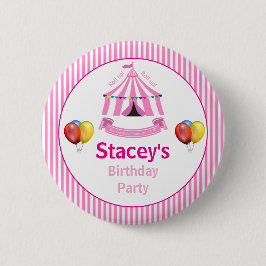 Ga omhoog! Ga omhoog! Circus Birthday Party roze Ronde Button 5,7 Cm