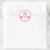 Ga omhoog! Ga omhoog! Circus Birthday Party roze Ronde Sticker (Tas)