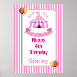 Ga omhoog! Ga omhoog! Circus Birthday Poster in ro