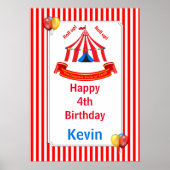 Ga omhoog! Ga omhoog! Circus Birthday Poster in ro (Voorkant)