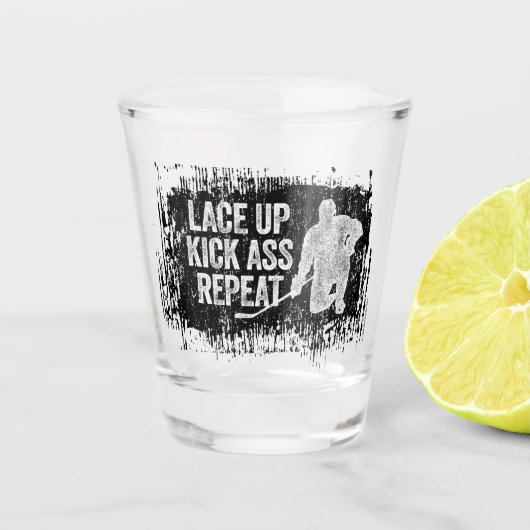 Ga omhoog. Herhaal. (hockey) Shot Glas (Voorkant)