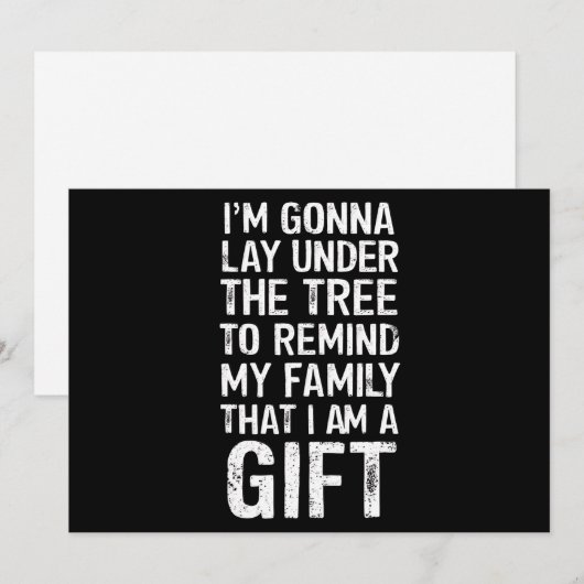 Ga onder de kerstboom liggen Kerstcadeaus voor fam Feestdagenkaart (Voorkant / Achterkant)