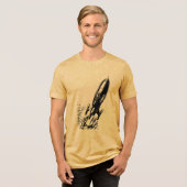 Ga op avontuur met Retro Comic Rocket Tri-Blend Shirt (Voorkant volledig)