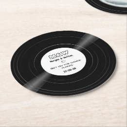 Ga op de dansvloer! Vinyl Record Monogram Ronde Kartonnen Onderzetter