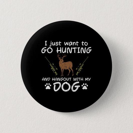 Ga op jacht met Dog Funny Deer Hunter Mannen Ronde Button 5,7 Cm (Voorkant)