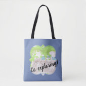 "Ga op verkenning" Topografische kaart Quatrefoil Tote Bag (Voorkant)