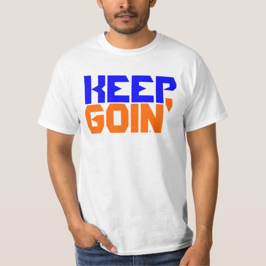 Ga oranje door&blauw t-shirt (Voorkant)