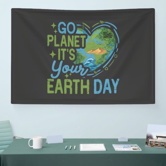 ga planeet het is je aardse dag spandoek (Beurs)
