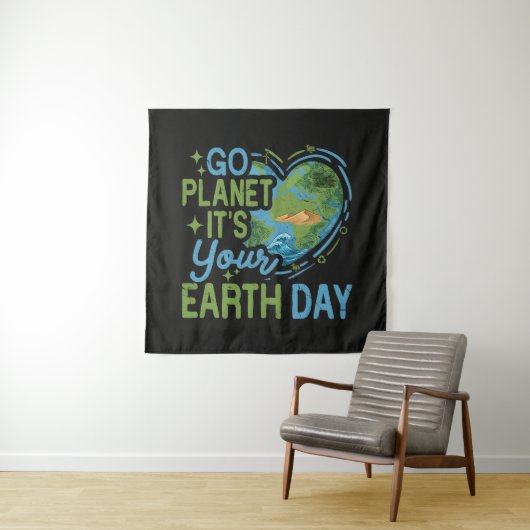 Ga Planeten Het Is Je Aardedag Wandkleed (In situ)