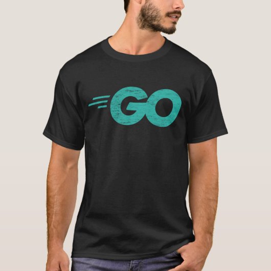 Ga programmeertaal met Go logo distressed T-shirt (Voorkant)