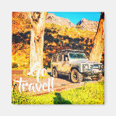 Ga reizen 4x4 Auto Bergen Landschap Magnet (Voorkant)