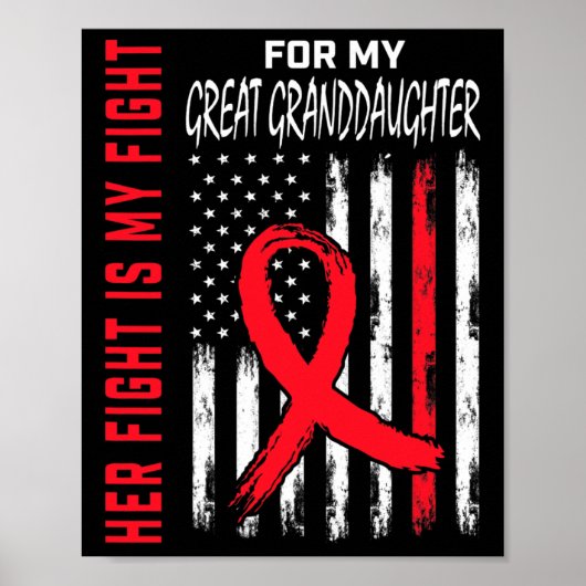 Ga Rode Haar Strijd Grootkleindochter Hartziekte Poster (Voorkant)