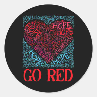 Ga Rode Hoop Hartziekte Bewustzijn Voor Vrouwen Ma Ronde Sticker