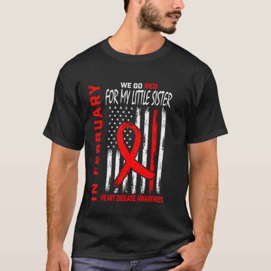 Ga Rode Kleine Zus Hartziekte Bewustzijn Ameri T-shirt (Voorkant)