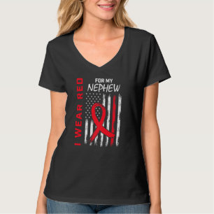 Ga Rode Neef Hartziekte Bewustzijn Vlag Tante Oom T-shirt