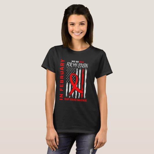 Ga Rode Voor Mijn Neef Hartziektebewustzijn Ameri T-shirt (Voorkant volledig)