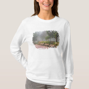 GA Savannah, Azalea's langs bakstenen trottoir en T-shirt