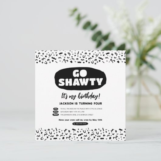 Ga Shawty Het is jouw verjaardag, Hip Hop Rap Part Kaart (Staand voorkant)