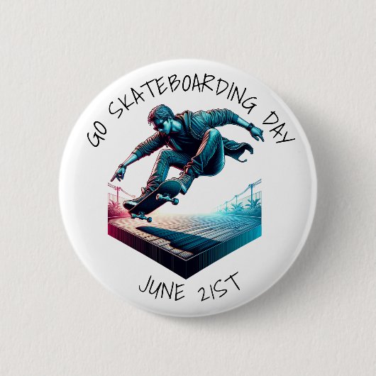 Ga skateboarden dag | ronde button 5,7 cm (Voorkant)