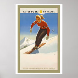 Ga skiën in Frankrijk Vintage Ski-poster Poster