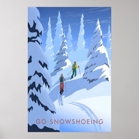 Ga Sneeuwschoen Lopen Reisposter Poster (Voorkant)
