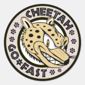 Ga snel Cheetah Ronde Sticker (Voorkant)