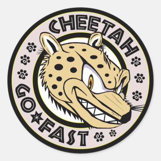Ga snel Cheetah Ronde Sticker (Voorkant)