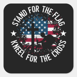 Ga staan voor de vlag, kies voor de kruising. vierkante sticker
