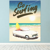 Ga surfen op de reisposter! canvas afdruk (Insitu (Houten vloer))