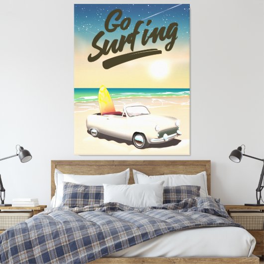 Ga surfen op de reisposter! canvas afdruk (Insitu (Slaapkamer))
