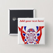 Ga Team!, #3_ Vierkante Button 5,1 Cm (Voorkant /achterkant)