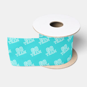Ga Team Woord Kunst in Turquoise Blauwe Satijnen Lint
