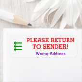 "GA TERUG NAAR AFZENDER!" label "Verkeerd adres" (Insitu)