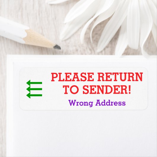 "GA TERUG NAAR AFZENDER!" label "Verkeerd adres" (Insitu)