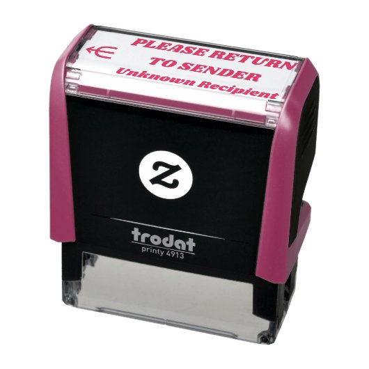 "GA TERUG NAAR AFZENDER" "Onbekende ontvanger" Zelfinktende Stempel (Product)