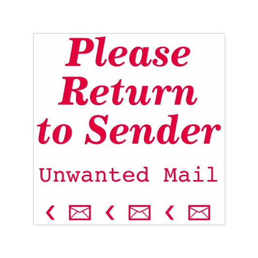 "Ga terug naar afzender", "ongewenste post" Zelfinktende Stempel (Design)