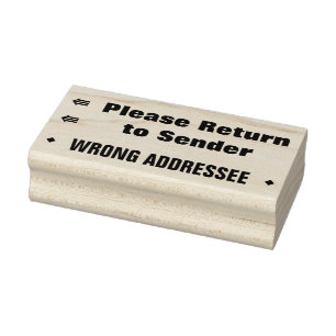 "Ga terug naar afzender" "WRONG ADRESSEE" Rubberstempel