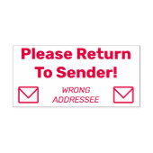 "Ga terug naar afzender!" "WRONG ADRESSEE" Zelfinktende Stempel (Design)