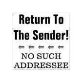 "Ga terug naar de afzender!", "NEE ZO'N GEADRESSEE Rubberstempel (Afrduk)