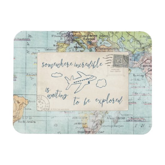 Ga uit en onderzoek Citaat en Kaart Magneet (Horizontaal)