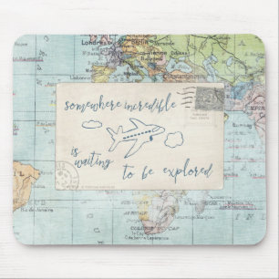 Ga uit en onderzoek Citaat en Kaart Muismat