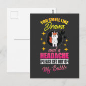 Ga uit mijn bubbeldrama Queen Cute Unicorn Briefkaart (Voorkant / Achterkant)
