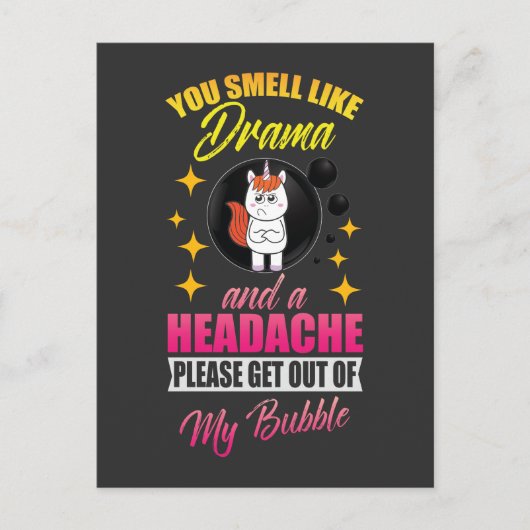 Ga uit mijn bubbeldrama Queen Cute Unicorn Briefkaart (Voorkant)