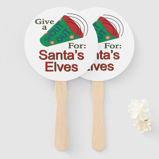 Ga uit voor de Elves van de Kerstman Handwaaier (Voorkant en achterkant)