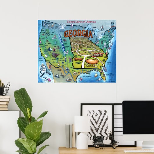 GA USA Map Poster (Thuiskantoor)