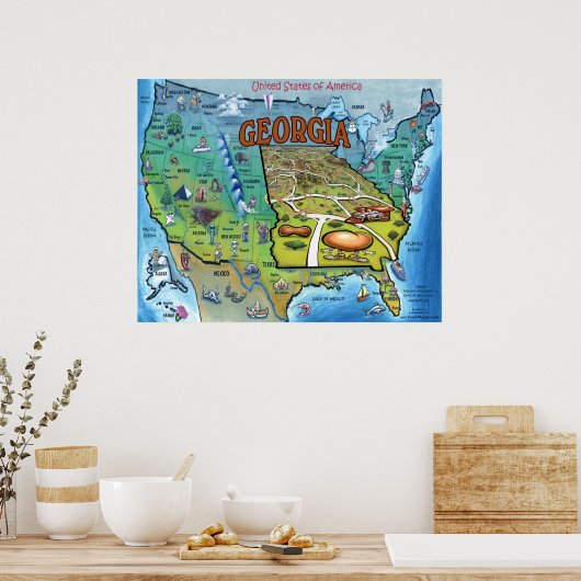 GA USA Map Poster (Keuken)