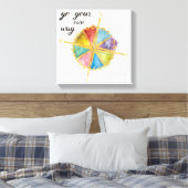 Ga uw eigen wegcitaat met gekleurde kompas canvas afdruk (Insitu (Slaapkamer))